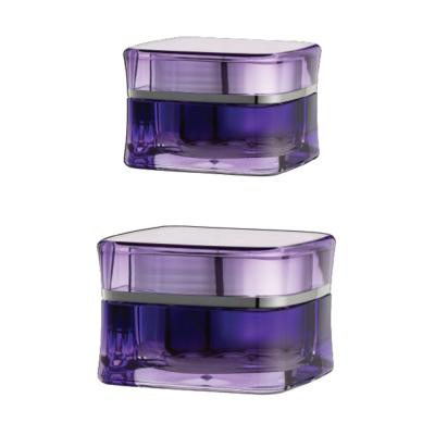 China Skin Care Cream Square Double Wall Acrylic Jar With Height Plastic Cosmetic Jar for sale