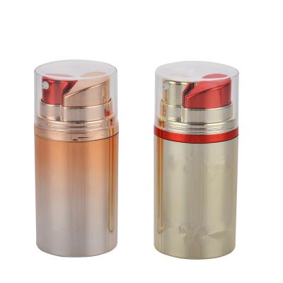 China Hot sale jinsheng double chamber cosmetic luxury red gold acrylic airless pump plastic bottle dispenser and 10ml for sale