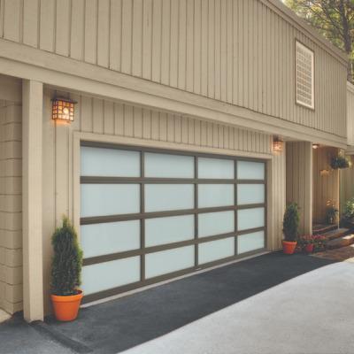 China Waterproof high quality luxurious hot sale aluminum alloy toughened frosted tempered clear glass villa garage sectional doors for sale