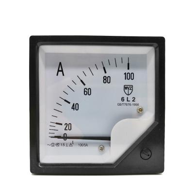 China Plastic Cheap Analog Ammeter Panel Current Meter Ammeter 6L2 100A for sale