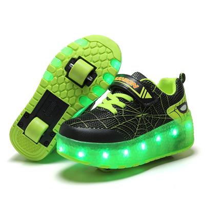 China Durable TPR Skate Shoes For Kids Roller Shoes With Spider Wing USB Charging Top Light Up Led Sports Sneakers Kids for sale