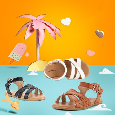 China Open Toe Sandals Roman College Style Hollow Out Sandals 2021 Summer Lit Girls New for sale