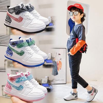 China 2022 Kids Air Sports Anti-slip Slippery Shoes High Top School Kids Basketball Shoes Boys Girls Sneakers for sale