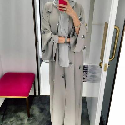 China 2022 Modest Muslimah Styling Dubai Women's Designs Dubai Abaya Beads Latest Wholesale Muslim Dress Islamic Fashion for sale