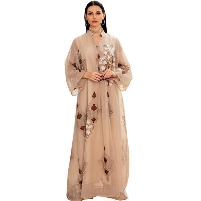 China Modest Muslimah Styling Wholesale Factory OEM Service Type Long Sleeve Printed Women Dress Adult Age Casual Long Maxi Muslim Dress for sale