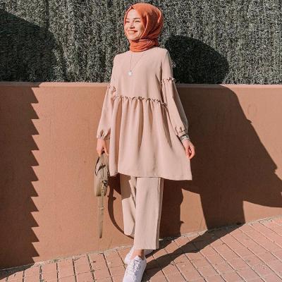 China Normcore/Minimalist Wholesale High Quality Soft Arab Girls Long Sleeve Muslim Clothing Set Women's Islamic Casual Suit 2 Pcs for sale