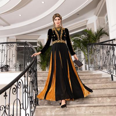 China Modest Muslimah Styling Latest Design Robe Gown Muslim Black Muslim Women Maxi Long Sleeve Dress With Hijab for sale