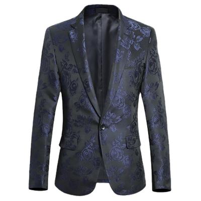 China slim fit floral print jacket plus size 6XL 5XL Anti-wrinkle fancy men suit and tuxedo men suit for stage costumes for sale