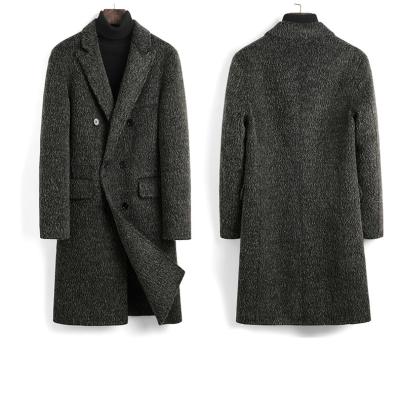 China Anti-Wrinkle 100% Wool Mens Double Breasted Coats Winter Travel Outdoor Overcoat With Solid Lapel Collars for sale