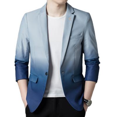 China Anti-Wrinkle Quality Spring Man Business Jacket Royal Gradient T/R Fabric Worsted Blazers For Mens Suit for sale