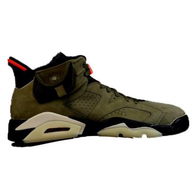 China Fashion Travis Scotts Air Aj 6 Basketball Shoes Men Women 6s 3m Ts Olive Green Cactus Jack Pocket Suede Shoes Sneakers Cn1084-200 for sale