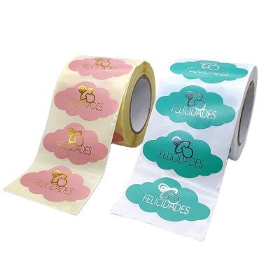 China Factory direct custom waterproof packaging gold foil printing logo branding label printing custom factory business business adhesive stickers rolls for sale