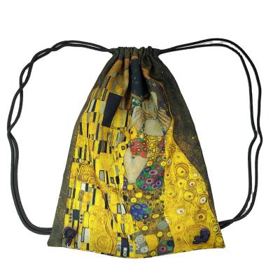 China Fashion Backpack Polyester Retro Style Printed Foldable Characteristic Unique Shopping Bag for sale