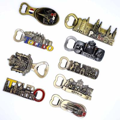 China Durable Wholesale Country Bottle Opener Fridge Magnets Factory Souvenir 3d Zinc Alloy Fridge Magnet For Dining Room Kitchen Decoration for sale