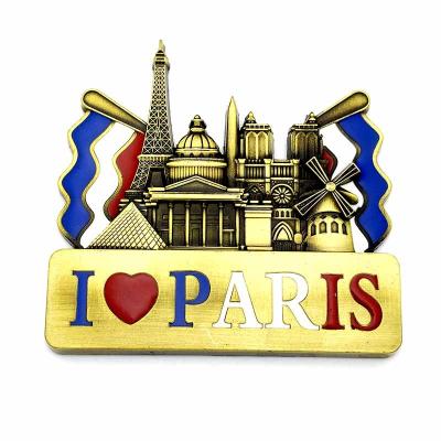 China Factory direct sales 3d fridge magnet customization logo Paris scenic spot shape home decoration durable metal fridge magnet for sale