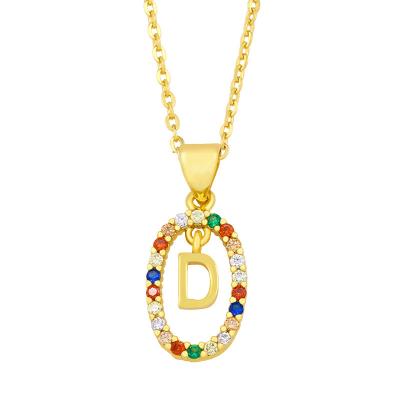 China Wholesale Environmental Friendly Fashion Jewelry 18k Gold Plated Zircon A-Z Letter Pendant Custom Chain Necklace For Women for sale