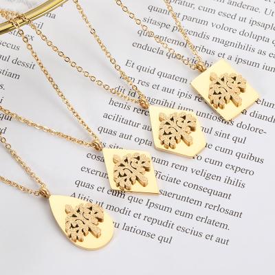 China Popular Environmental Friendly Jewelry Gold Plating Christmas Tree Pendant Charms Stainless Steel Necklace For Women for sale