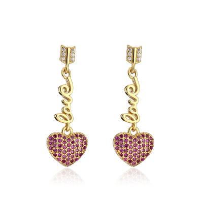 China 2021 Wholesale Environmentally Friendly New Style Jewelry Gold Plated Jewelry Classic Heart Design Chain Earrings For Women for sale