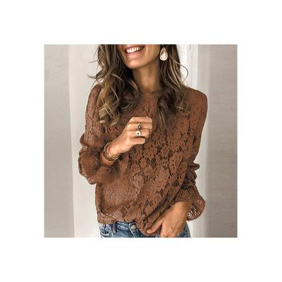 China NEW Anti-pilling fall sleeve solid color lace shirt elegant fashionable slim long &blouse for young lady &girl for sale