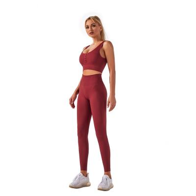 China Breathable Latest Design Top Quality Women's Active Fitness Wear Yoga Suit Sets Seamless Yoga Set for sale