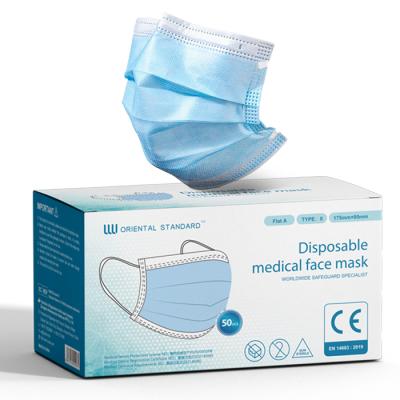 China Eco-friendly Earloop Nonwoven Flat Mascarillas Medical Fabric Mask for sale