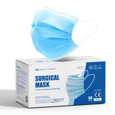 China Medical Disposable Surgical Face Mask Eco-friendly 3Ply Earloop Factory Face Mask Supplier for sale