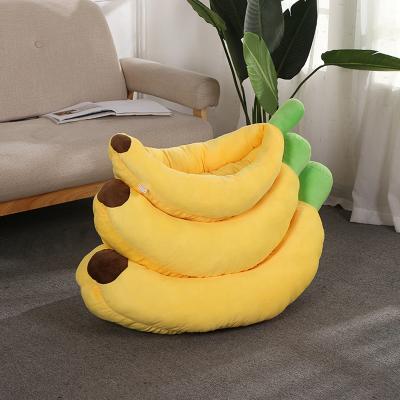 China Pets Nest Sleeping Pets Nest 2022 Hot Selling New Design Creative Banana Shaped Soft Luxury Pet Nest for sale