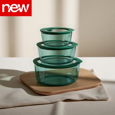 China Modern and Stylish Teal Color Glass Container Made of High Borosilicate Glass Oven Safe and Microwave Safe for sale