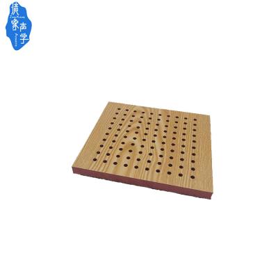 China Industrial Sound Insulation Ceiling Materials Fireproof Perforated Absorbent Wooden Acoustic Panels For Ceiling for sale