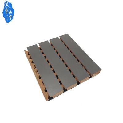 China Jingxiang Customized MDF Industrial Grooved Sound Absorption Highly Effective Conference Center Wooden Acoustic Panels for sale