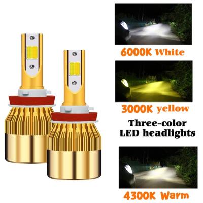 China Car light high brightness C6 36w 4000 lumen h4 color 3 dual color led headlight for sale