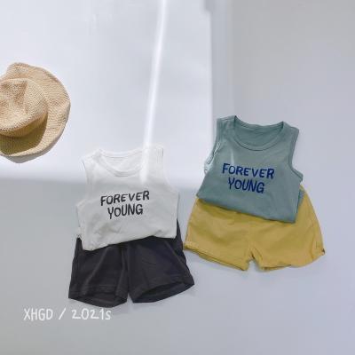 China New summer children's clothing breathable 2022 boys and girls wholesale letters fashion cotton casual vest for sale