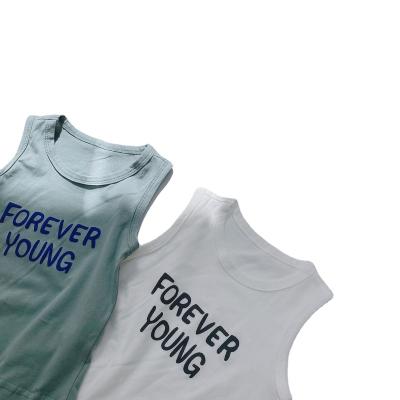 China 2022 breathable fashionable pure cotton with English letters summer casual children's loose upper vest fresh children's sleeveless vest for sale