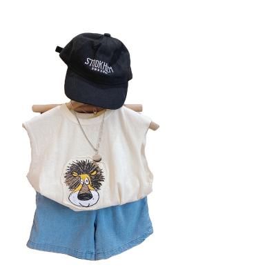 China Summer Breathable Customizable Wholesale Customizable Baby Girls Boys Girls Cartoon Print Sleeveless Top for sale