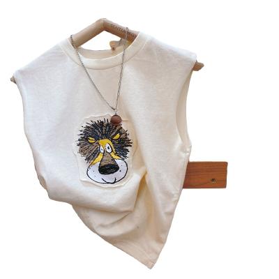 China Manufacturer direct selling 1 breathable to 5 years old summer loose children's pattern cartoon children's sleeveless top vest for sale