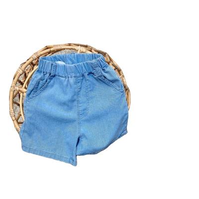 China 100 Color Fade Proof Summer Days Silk Cool Jeans Blue Loose Children's Short Thin Jeans for sale