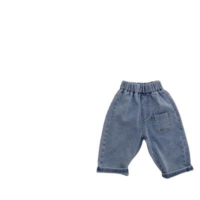 China Soft Manufacturers Wholesale Major Blue Children's Jeans Stretch Comfortable Loose Elastic Waist Boys' Jeans for sale