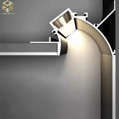 China Embedded Corner Profile Light Aluminum Strip Light Channels for Drywall Lighting for sale