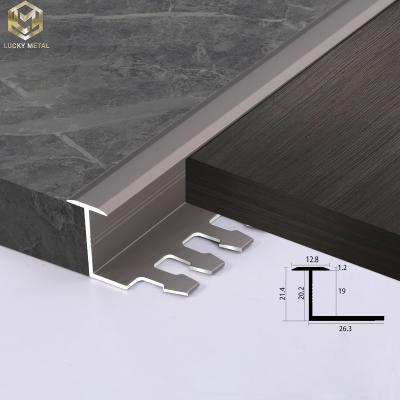 China Custom Aluminium Edge Trim Profiles Extrusion For Aesthetic Ceramic Tile Transition for sale