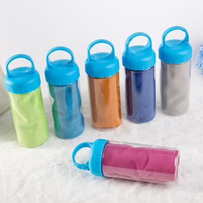 China Amazon Compressed Ice Hot Selling Cooling Towel With Tube / Bottle Customized Logo for sale