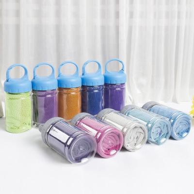 China Hot Selling Compressed Sport Instant Cooling Towel With Bottle for sale