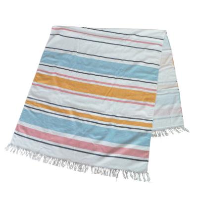 China Turkish Compressed One Side Cotton Terry Custom Towel Beach Hammam Tunisian Fouta Towels 100% Turkish With Fringe Tassels for sale