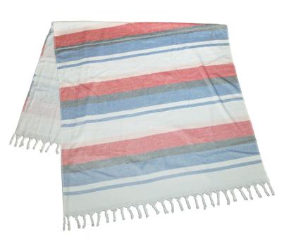 China Compressed One Side 100% Turkish Fouta Beach Towel Tunisian Terry Custom Tasselled Cotton Beach Towel for sale