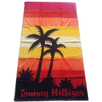 China Competitive Price 100% Cotton Compressed Velvet Reactive Printed Beach Towels With Custom Logo Print for sale