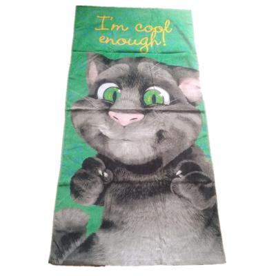 China Compressed 100% Cotton Print Specialized Beach Towel With Cat Pattern for sale