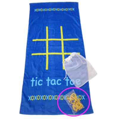 China Compressed Custom Cotton Printed Tic Tac Toe Game Beach Towel for sale