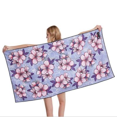 China Custom Printed Compressed Microfiber Beach Towel Quick Dry Microfiber Bath Towel for sale