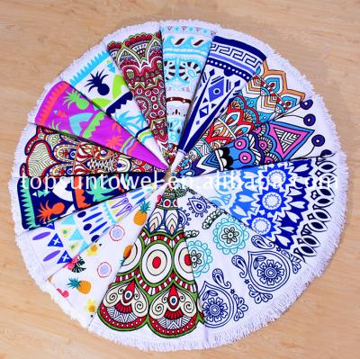 China Compressed Microfiber / 100% Cotton Round Beach Towels for sale