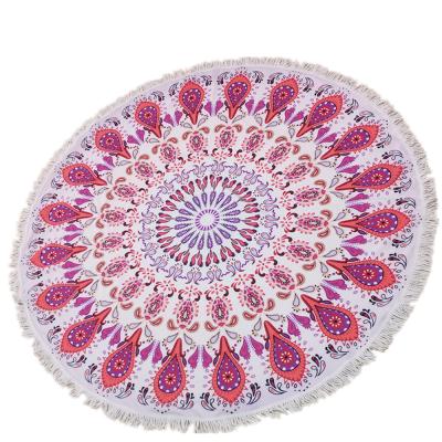 China Customized Viable Reactive Printed Microfiber Mandala Round Beach Towel for sale