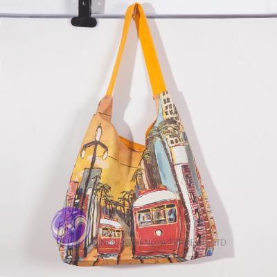 China Digital Printed Custom Shopping Womens Canvas Tote Bag Handled for sale